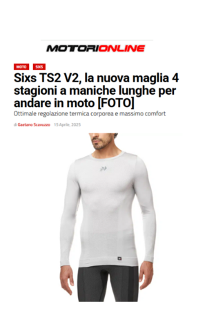 Motorionline presenta la nuova maglia SIXS TS2 V2. Scopri come la leggerezza e la traspirabilità della fibra Dryarn® garantiscono un comfort 4 stagioni in sella.