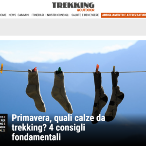 L'autorevole magazine Trekking.it consiglia la microfibra Dryarn® per le calze da montagna in primavera: leggerezza, pelle asciutta e zero vesciche.