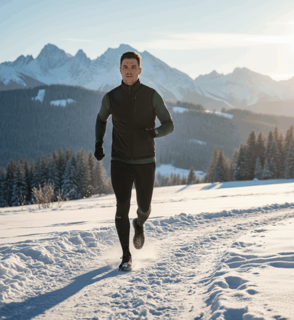 Runner che indossa intimo termico in Dryarn per proteggersi dal freddo e rimanere termoregolato